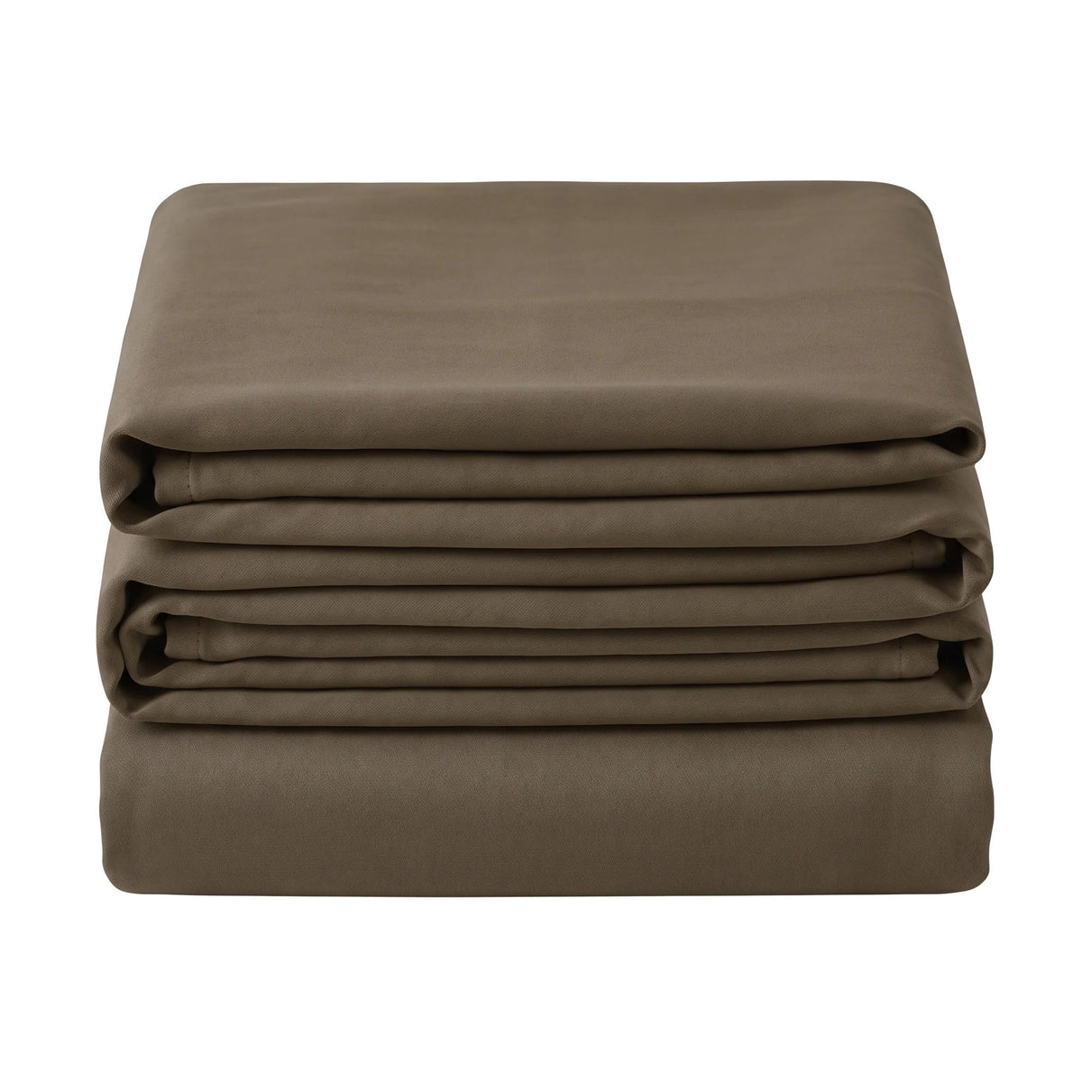 Noctura full blackout curtain folded in a stack on a white background